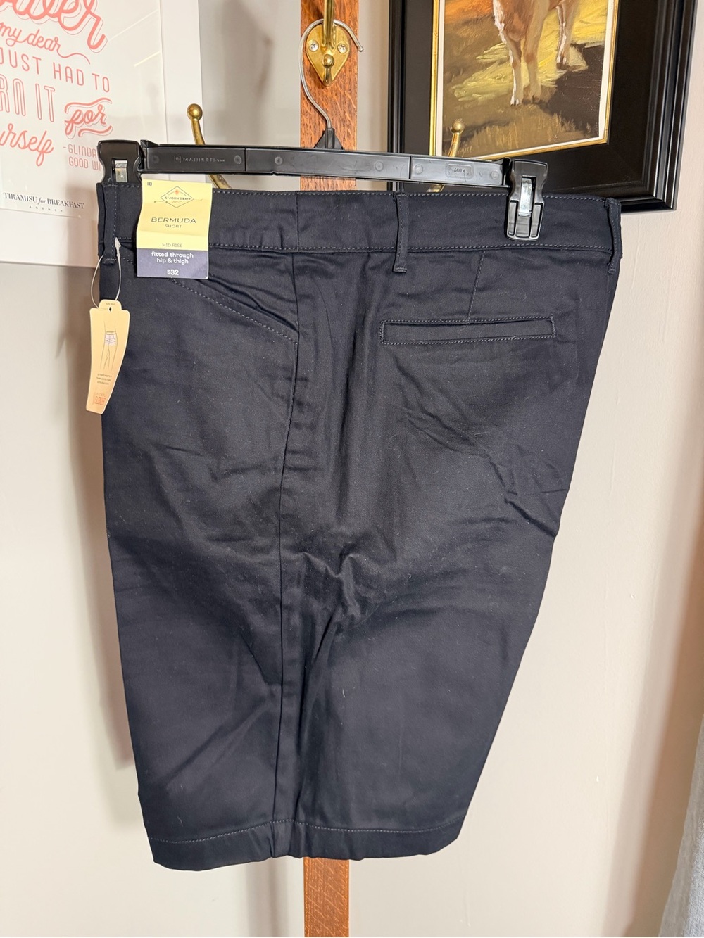 St John’s Bay Women’s Black Chino Bermuda Shorts NWT size 18